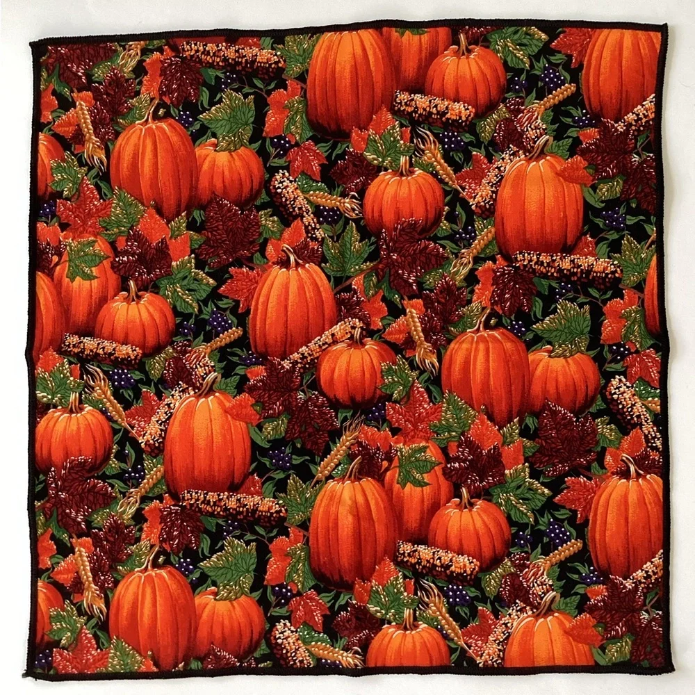 Pumpkin Print Fabric Placemats Set of 4 with Napkins